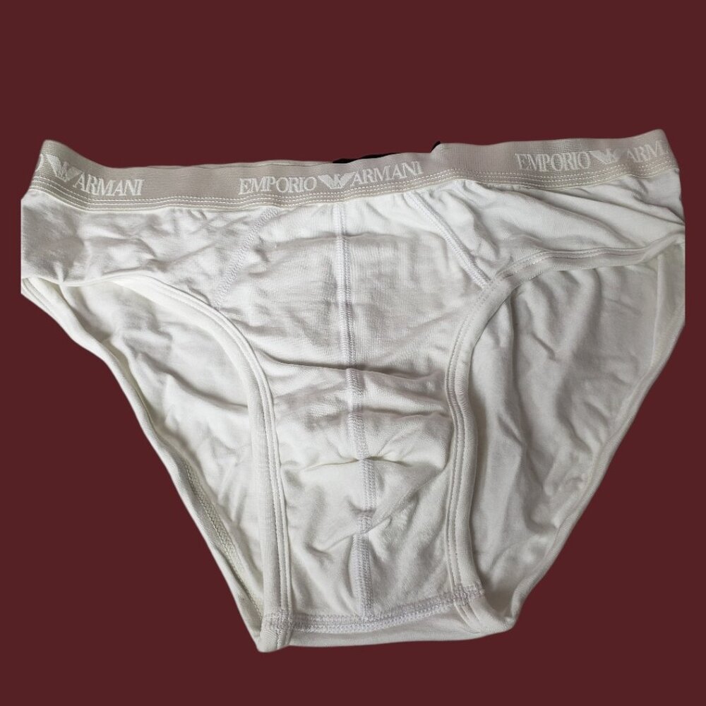 Emporio Armani Mens White Briefs Soft Stretchy Fabric White Size Large set of 2 - Picture 3 of 9
